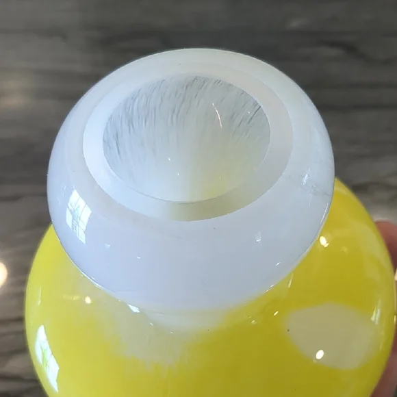 Yellow and White Glass Mushroom Decor - Picture 4 of 5